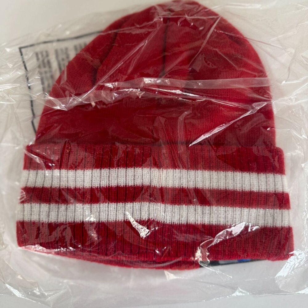 New Era Wisconsin Badgers Beanie Hat Red White 2 Striped Knit Remix Cuff Knit - Picture 3 of 7